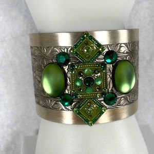 Cuff Bracelet Swarovski Crystals Silver Plate